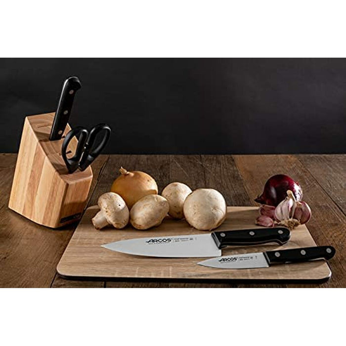 Set of kitchen knives and holder Arcos Universal Black Stainless steel Rubber wood 5 Parts 4 Parts