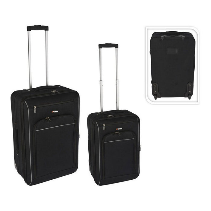 Suitcase Travel Set Black Polyester (2 Parts)
